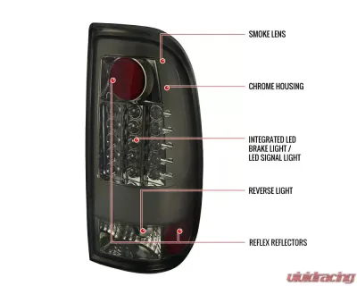 Spec-D LED Taillights (Chrome Housing/Smoked Lens) Ford F-Series 2008-2016 - LT-F25008GLED-TM