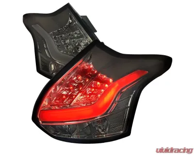 Spec-D LED Taillights (Chrome Housing/Smoked Lens) Ford Focus 2012-2014 - LT-FOC125GLED-TM