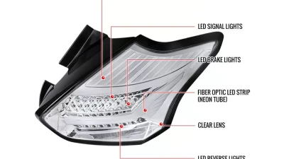 Spec-D LED Taillights (Chrome Housing/Clear Lens) Ford Focus 2015-2019                                     - LT-FOC155CLED-TM - Image 10