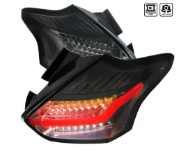 Spec-D LED Taillights (Chrome Housing/Smoke Lens) Ford Focus Hatchback 2015-2019