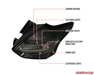 Spec-D LED Taillights (Chrome Housing/Smoke Lens) Ford Focus Hatchback 2015-2019 - LT-FOC155GLED-TM