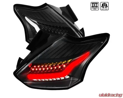 Spec-D LED Taillights (Matte Black Housing/Clear Lens) Ford Focus Hatchback 2015-2019 - LT-FOC155JMLED-TM