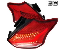 Spec-D LED Taillights (Chrome Housing/Red Lens) Ford Focus Hatchback 2015-2019