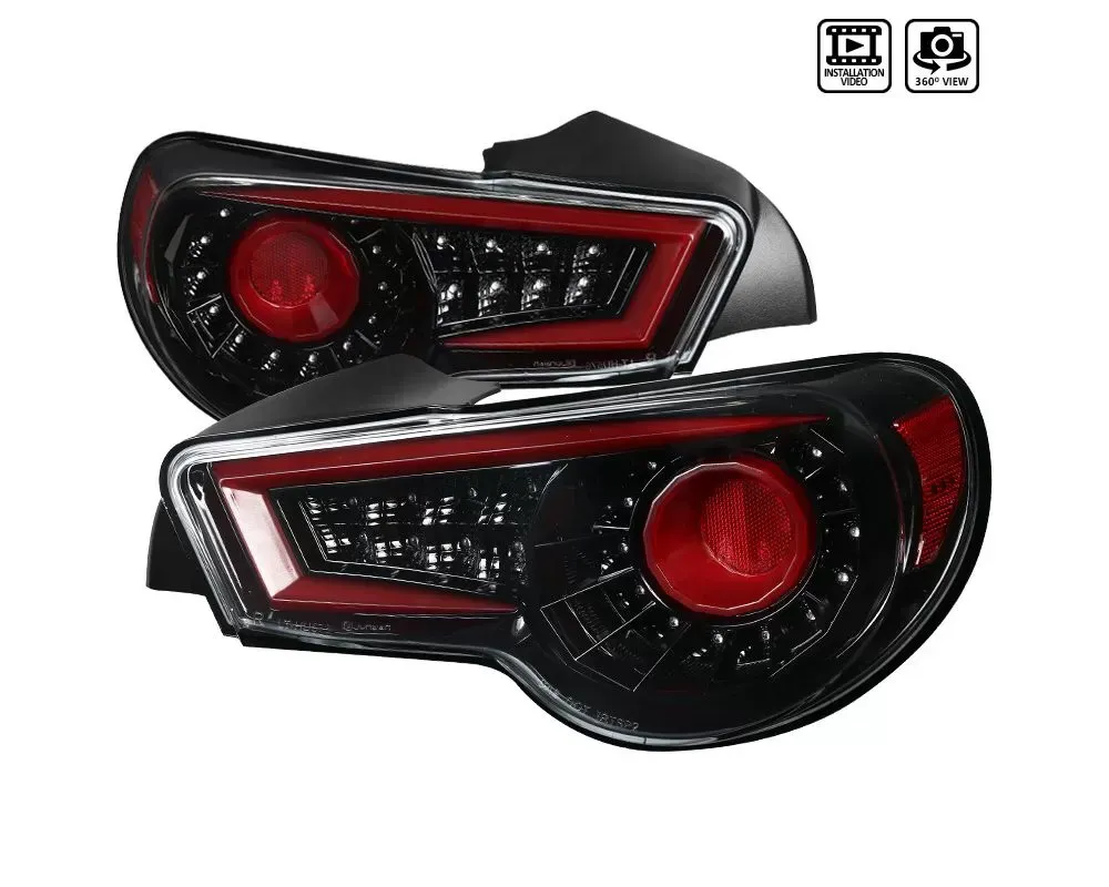 Spec-D Sequential LED Taillights (Jet Black Housing/Clear Lens) Scion | Subaru | Toyota 2012-2016 - LT-FRS12BKLED-SQ-TM