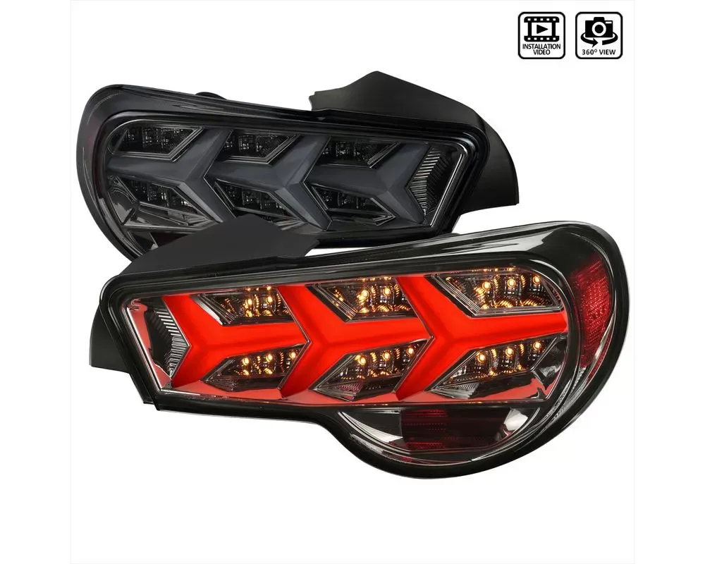 Spec-D Lambo Style Sequential LED Taillights (Chrome Housing/Smoke Lens) Scion | Subaru 2013-2016 - LT-FRS12GLED-LB-TM