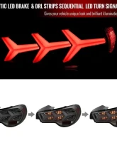 Spec-D Lambo Style Sequential LED Taillights (Chrome Housing/Smoked Lens) Scion FR-S | Subaru BRZ 2013-2016                                     - LT-FRS12GLED-LB-TM - Image 2