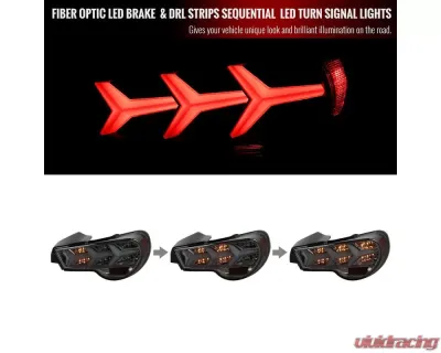 Spec-D Lambo Style Sequential LED Taillights (Chrome Housing/Smoked Lens) Scion FR-S | Subaru BRZ 2013-2016 - LT-FRS12GLED-LB-TM