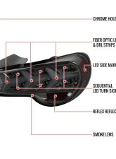 Spec-D Lambo Style Sequential LED Taillights (Chrome Housing/Smoked Lens) Scion FR-S | Subaru BRZ 2013-2016                                     - LT-FRS12GLED-LB-TM - Image 9