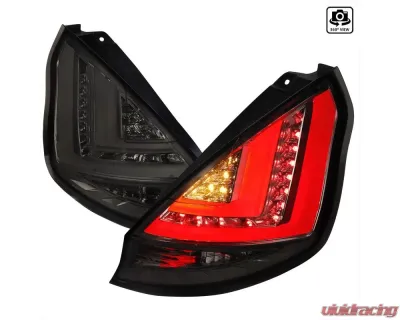Spec-D LED Bars Taillights (Chrome Housing/Smoke Lens) Ford Fiesta Hatchback 2014-2019 - LT-FST145GLED-TM