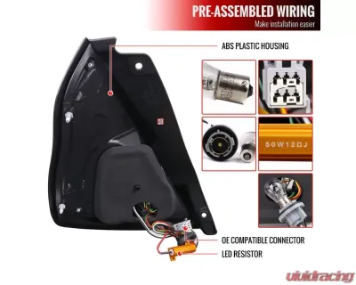 Spec-D LED Bars Taillights (Chrome Housing/Smoke Lens) Ford Fiesta Hatchback 2014-2019 - LT-FST145GLED-TM