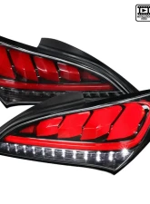 Spec-D Red Bars Sequential LED Taillights (Jet Black Housing/Clear Lens) Hyundai Genesis Coupe 2010-2016                                     - LT-GENS210BKLED-TM - Image 9