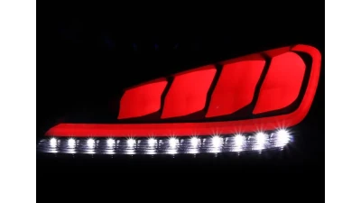 Spec-D White Bar Sequential LED Taillights (Matte Black Housing/Clear Lens) Hyundai Genesis Coupe 2010-2016                                     - LT-GENS210JMLED-TM - Image 2