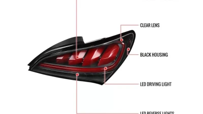 Spec-D Red Bar Sequential LED Taillights (Satin Black Housing/Clear Lens) Hyundai Genesis Coupe 2010-2016                                     - LT-GENS210JRLED-TM - Image 9