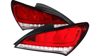 Spec-D White Bar Sequential LED Taillights (Chrome Housing/Red Lens) Hyundai Genesis Coupe 2010-2016                                     - LT-GENS210RLED-TM - Image 10