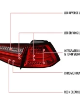 Spec-D LED Taillights (Chrome Housing/Red Lens) Volkswagen Golf | GTI 2015-2017                                     - LT-GLF15RLED-TM - Image 9