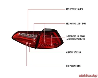 Spec-D LED Taillights (Chrome Housing/Red Lens) Volkswagen Golf | GTI 2015-2017 - LT-GLF15RLED-TM