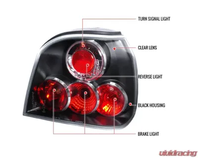Spec-D Taillights (Matte Black Housing/Clear Lens) Volkswagen Golf 1993-1998 - LT-GLF93JM-TM