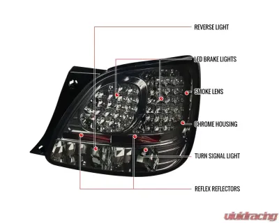 Spec-D LED Taillights (Chrome Housing/Smoke Lens) Lexus GS300 | GS400 | GS430 1998-2005 - LT-GS30098GLED-TM