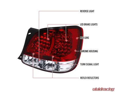 Spec-D LED Taillights (Chrome Housing/Red Clear Lens) Lexus GS300 | GS400 | GS430 1998-2005 - LT-GS30098RLED-TM