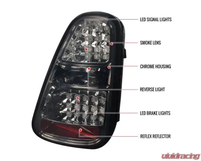 Spec-D LED Taillights (Chrome Housing/Smoked Lens) Mini Cooper S 2005-2006 - LT-MINI06GLED-TM