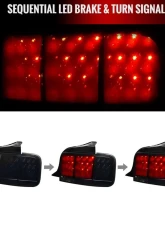 Spec-D Sequential LED Taillights (Glossy Black Housing/Smoked Lens) Ford Mustang 2005-2009                                     - LT-MST05BBLED-SQ-TM - Image 3