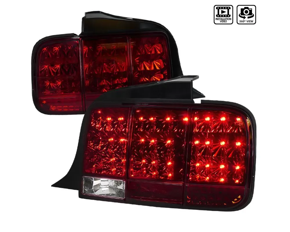 Spec-D Sequential LED Taillights (Chrome Housing/Red Lens) Ford Mustang 2005-2009 - LT-MST05RLED-SQ-TM