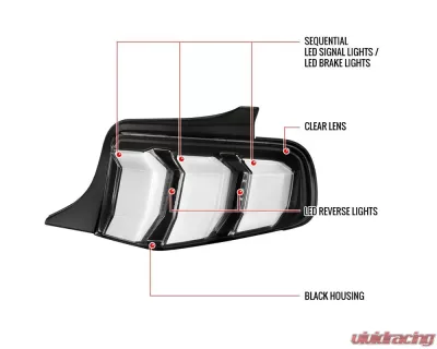 Spec-D Sequential LED Taillights (Matte Black Housing/Clear Lens) Ford Mustang 2010-2012 - LT-MST10JMLED-TM