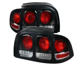 Spec-D Taillights (Matte Black Housing/Clear Lens) Ford Mustang 1994-1998