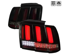 Spec-D Red Marker Sequential LED Taillights (Glossy Black Housing/Smoke Lens) Ford Mustang 1999-2004