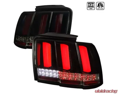 Spec-D Red Marker Sequential LED Taillights (Glossy Black Housing/Smoke Lens) Ford Mustang 1999-2004 - LT-MST99B2LED-SQ-TM