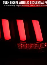 Spec-D Red Marker Sequential LED Taillights (Glossy Black Housing/Smoke Lens) Ford Mustang 1999-2004                                     - LT-MST99B2LED-SQ-TM - Image 2