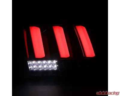 Spec-D Red Marker Sequential LED Taillights (Glossy Black Housing/Smoke Lens) Ford Mustang 1999-2004 - LT-MST99B2LED-SQ-TM