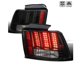 Spec-D Sequential LED Taillights - RS (Matte Black Housing/Clear Lens) Ford Mustang 1999-2004