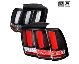 Spec-D Sequential LED Taillights (Matte Black Housing/Clear Lens) Ford Mustang 1999-2004