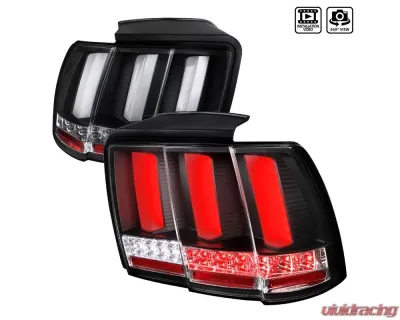 Spec-D Sequential LED Taillights (Matte Black Housing/Clear Lens) Ford Mustang 1999-2004 - LT-MST99JMLED-SQ-TM