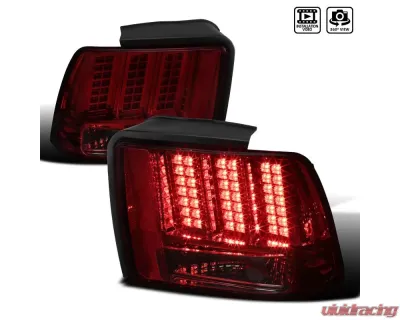 Spec-D Sequential LED Taillights - RS (Chrome Housing/Red Smoke Lens) Ford Mustang 1999-2004 - LT-MST99RGLED-SQ-RS