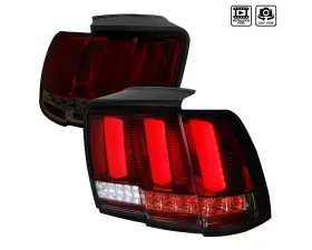 Spec-D Sequential LED Taillights (Chrome Housing/Red Smoke Lens) Ford Mustang 1999-2004