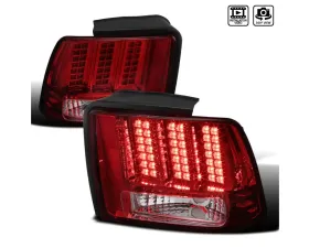 Spec-D Sequential LED Taillights - RS (Chrome Housing/Red Lens) Ford Mustang 1999-2004