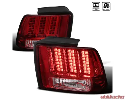 Spec-D Sequential LED Taillights - RS (Chrome Housing/Red Lens) Ford Mustang 1999-2004 - LT-MST99RLED-SQ-RS