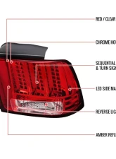 Spec-D Sequential LED Taillights - RS (Chrome Housing/Red Lens) Ford Mustang 1999-2004                                     - LT-MST99RLED-SQ-RS - Image 9
