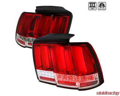 Spec-D Sequential LED Taillights (Chrome Housing/Red Lens) Ford Mustang 1999-2004 - LT-MST99RLED-SQ-TM