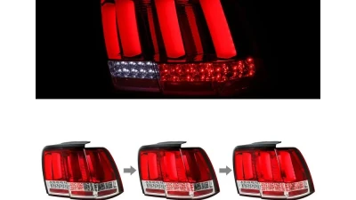 Spec-D Sequential LED Taillights (Chrome Housing/Red Lens) Ford Mustang 1999-2004                                     - LT-MST99RLED-SQ-TM - Image 3