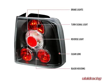 Spec-D Taillights (Matte Black Housing/Clear Lens) Volkswagen Passat 1998-2001 - LT-PAS974JM-TM