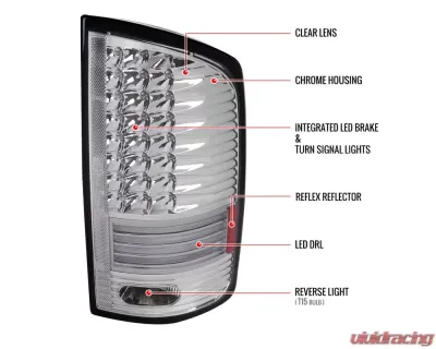 Spec-D V2 LED Taillights (Chrome Housing/Clear Lens) Dodge Ram 2002-2006 - LT-RAM02CLED-V2-RS