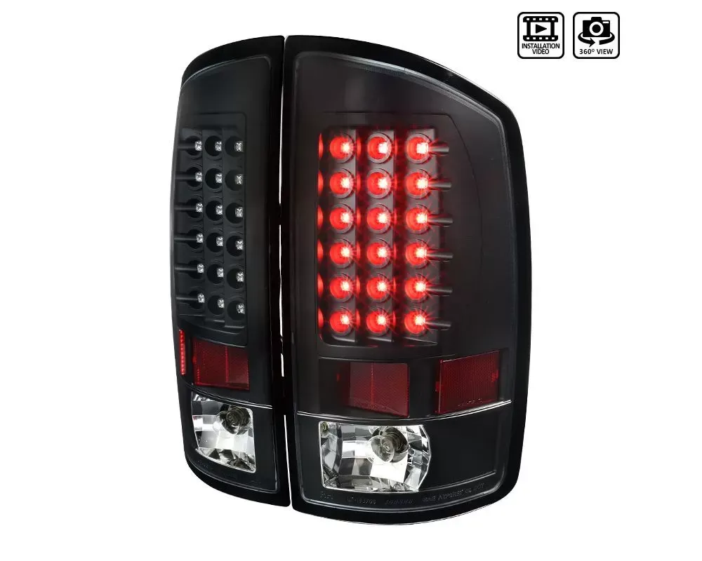 Spec-D V2 LED Taillights (Matte Black Housing/Clear Lens) Dodge RAM 2002-2006 - LT-RAM02JMLED-V2-TM