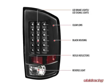Spec-D V2 LED Taillights (Matte Black Housing/Clear Lens) Dodge Ram 2002-2006 - LT-RAM02JMLED-V2-TM