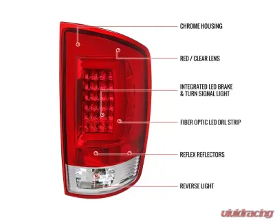 Spec-D LED Taillights (Chrome Housing/Red Lens) Dodge Ram 2002-2006 - LT-RAM02RLED-G2-TM