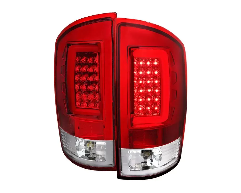 Spec-D LED Taillights (Chrome Housing/Red Clear Lens) Dodge RAM 2007-2009 - LT-RAM07RLED-G2-TM
