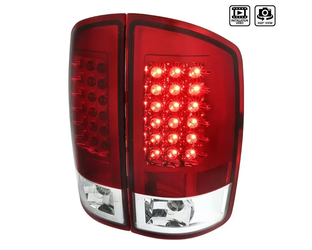 Spec-D LED Taillights (Chrome Housing/Red Lens) Dodge RAM 2007-2009 - LT-RAM07RLED-TM