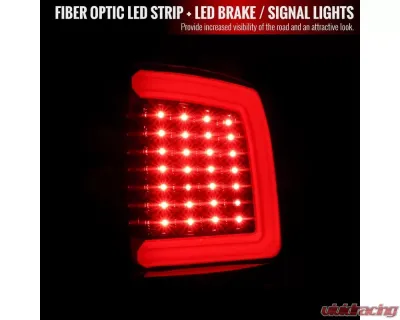 Spec-D White Bar LED Taillights (Glossy Black Housing/Clear Lens) Dodge Ram 2009-2022 - LT-RAM09BKLED-G2-TM